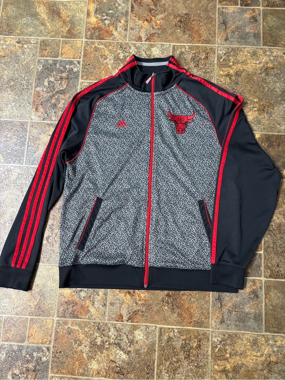 adidas Black & Red Chicago Bulls Lightweight Full-Zip Track Jacket